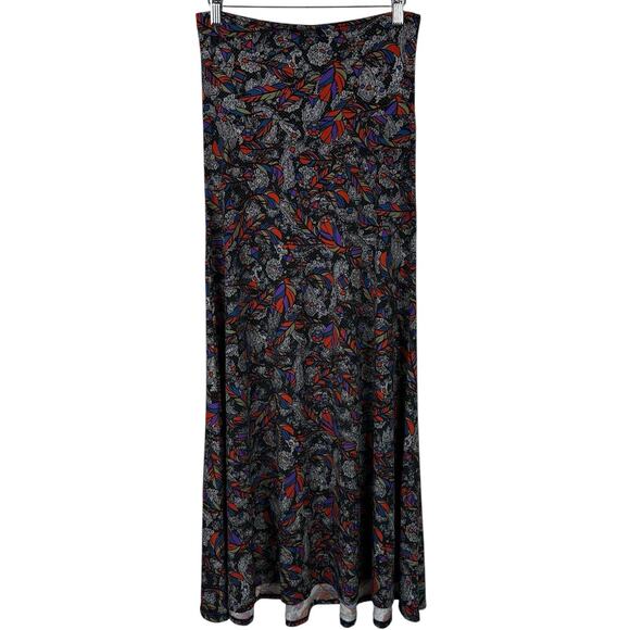 LuLaRoe Maxi Skirt Women XS Boho Tribal Feather Jersey Knit Colorful Comfort - Picture 1 of 10